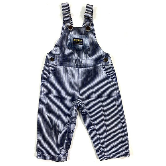 OshKosh 24 Mos Vestbak Vintage Union Made In USA Denim Overalls Railroad Stripe
